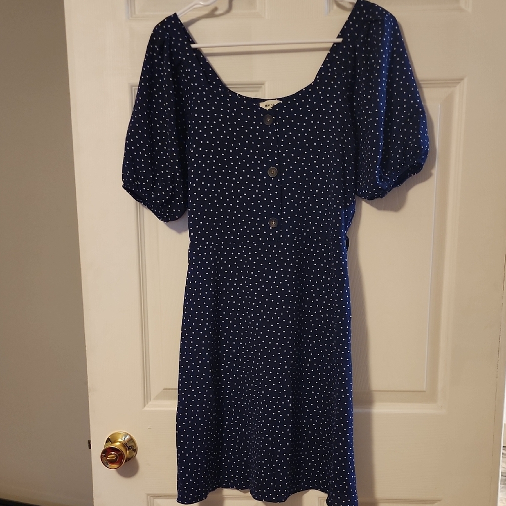 Monteau Navy Polka Dot Mini Dress